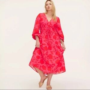 Women's Classic Rose Linen Long Sleeve Maxi Dress Kate Spade x Target XL